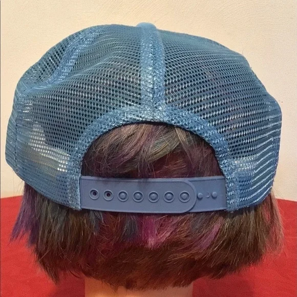 VINTAGE New Era Pro Design Blank Blue w/ Mesh Trucker Snapback S/M Hat Cap Lot 3